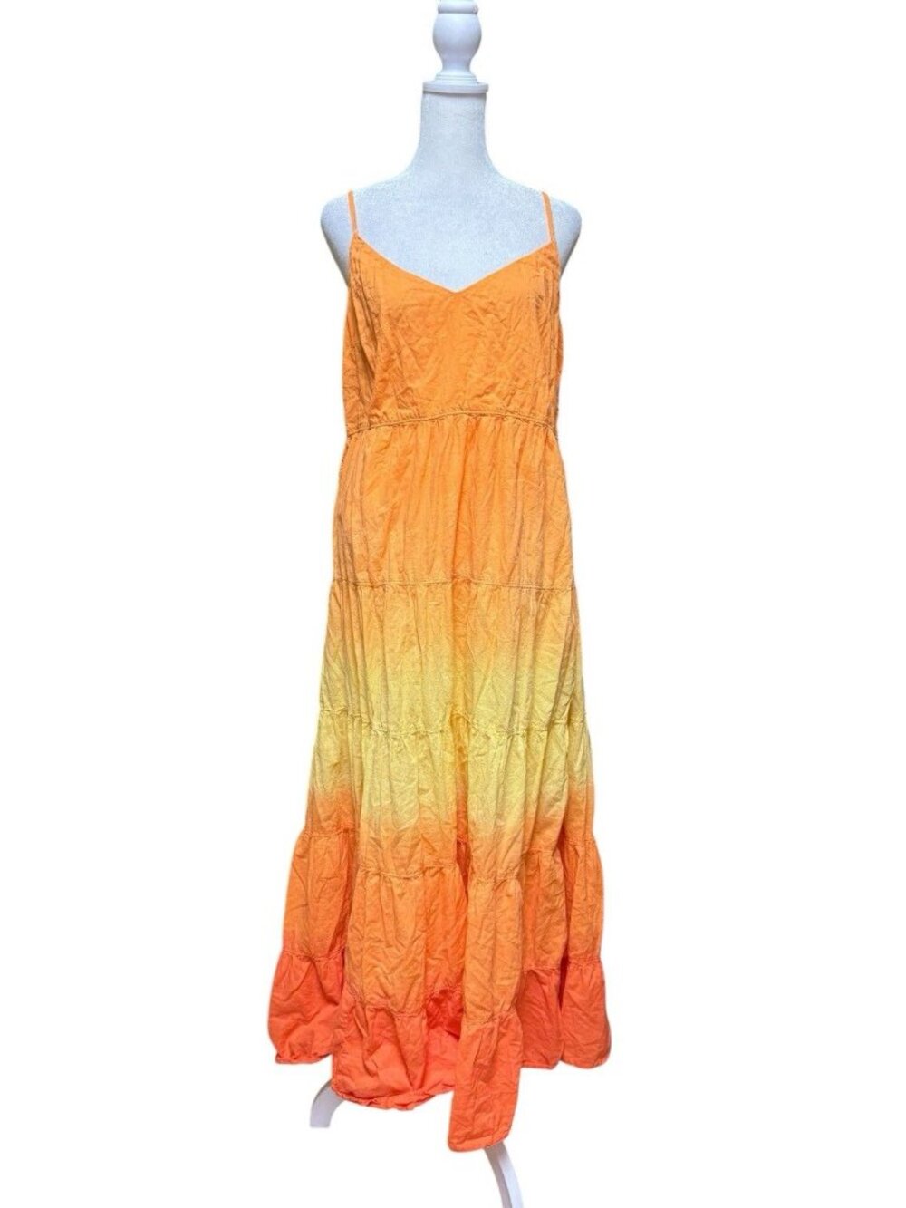 Jessica Simpson Maxi Dress Women’s Large Orange Ombre Cotton Tiered
